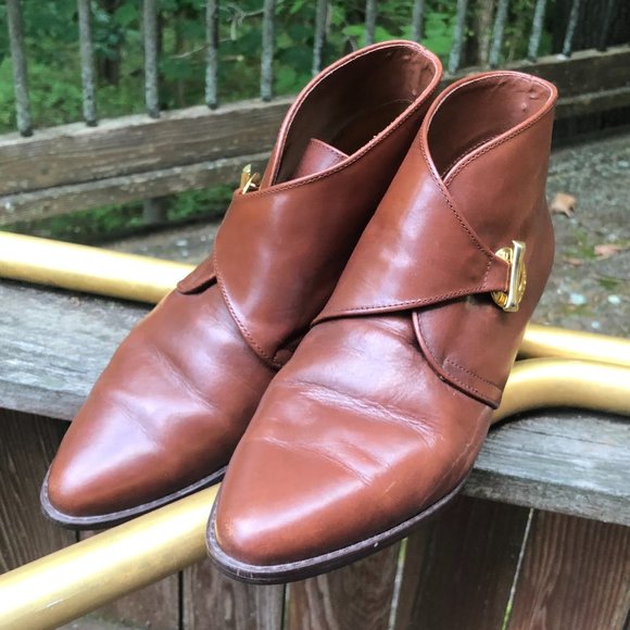 VINTAGE ETIENNE AIGNER BROWN MONK STRAP ANKLE BOOTS SZ 7.5 - Picture 7 of 16